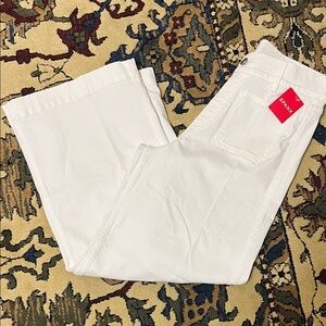 SPANX White/ecru wash Wide-Leg Cropped Jeans